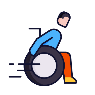 Person Disabled Fast, Animated Icon, Lineal