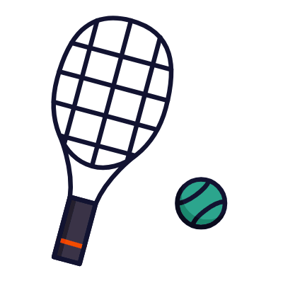 Ground Tennis Racquet, Animated Icon, Lineal