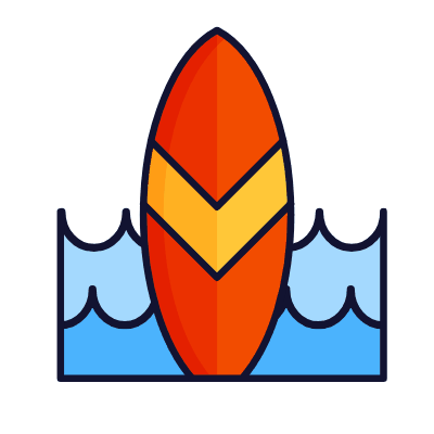 Surfboard, Animated Icon, Lineal