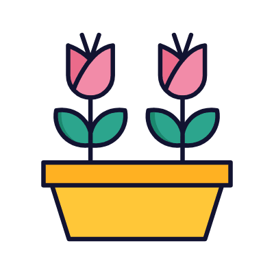 Pot Flower, Animated Icon, Lineal