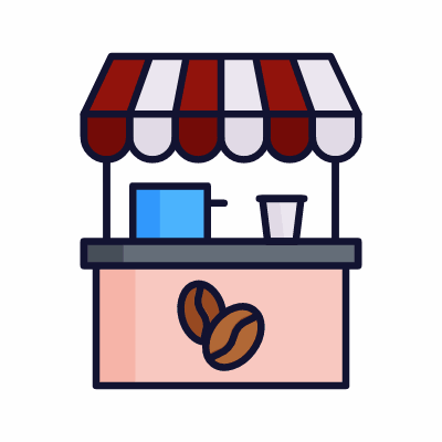 Coffee Stand, Animated Icon, Lineal