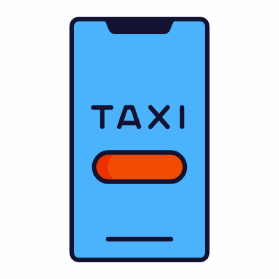 Taxi App, Animated Icon, Lineal