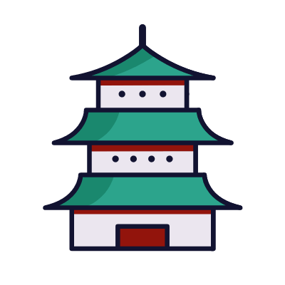 Pagoda, Animated Icon, Lineal
