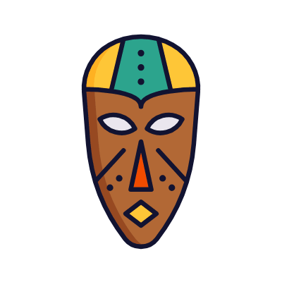 African Mask, Animated Icon, Lineal