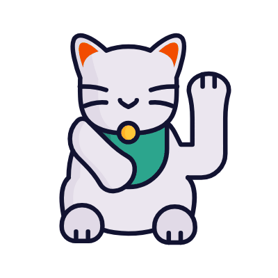 Maneki Cat, Animated Icon, Lineal
