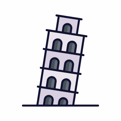 Tower Of Pisa, Animated Icon, Lineal