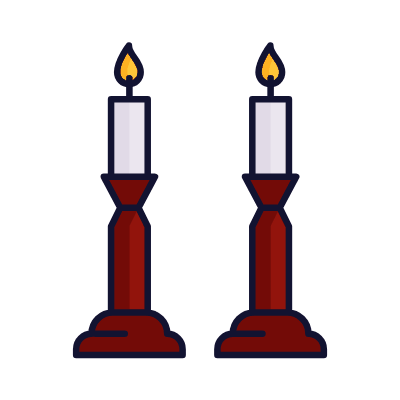 Shabbat Candles, Animated Icon, Lineal