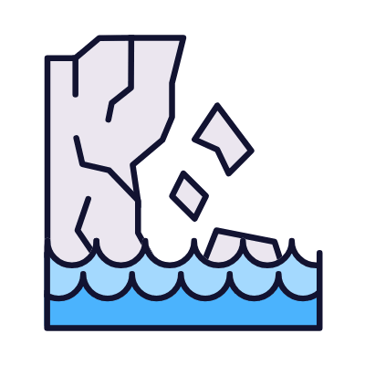 Melting Glacier, Animated Icon, Lineal