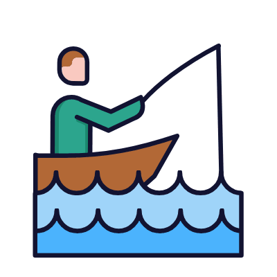 Fishing, Animated Icon, Lineal
