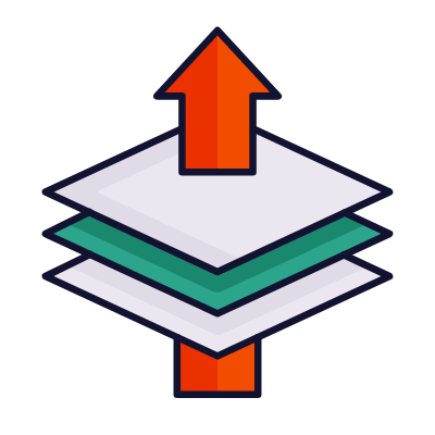 Layers Arrow Up, Animated Icon, Lineal
