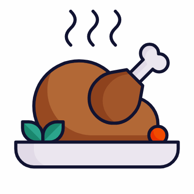 Roast Turkey, Animated Icon, Lineal