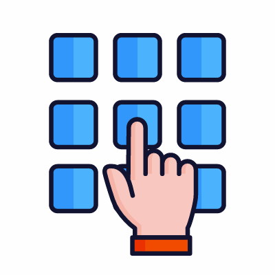 Hand Pin Pad, Animated Icon, Lineal