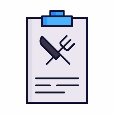Clipboard Food Menu, Animated Icon, Lineal