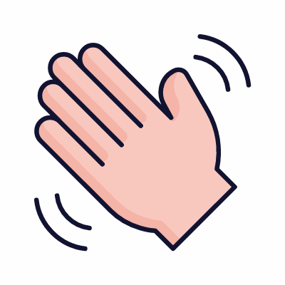 Hand Hello, Animated Icon, Lineal