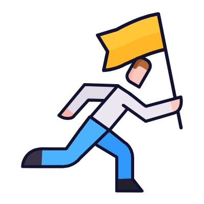 Person Flag, Animated Icon, Lineal