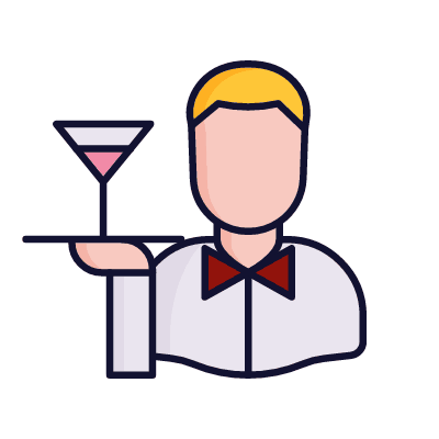 Man Bartender, Animated Icon, Lineal