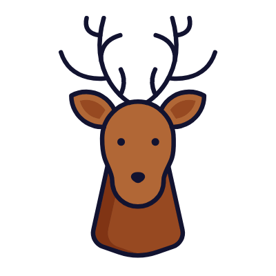 Reindeer Head, Animated Icon, Lineal