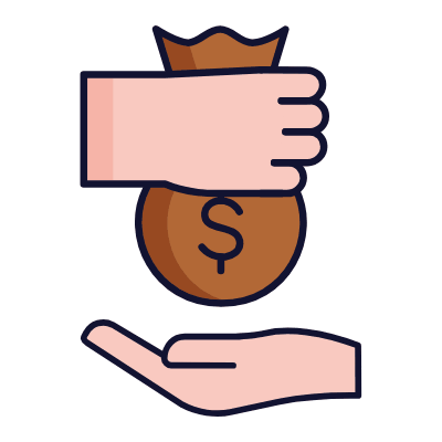 Hands Giving Money, Animated Icon, Lineal
