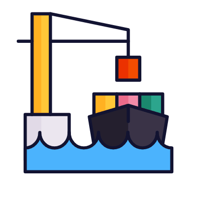 Shipping Port, Animated Icon, Lineal