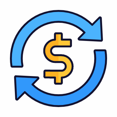 Arrows Rotate Dollar, Animated Icon, Lineal