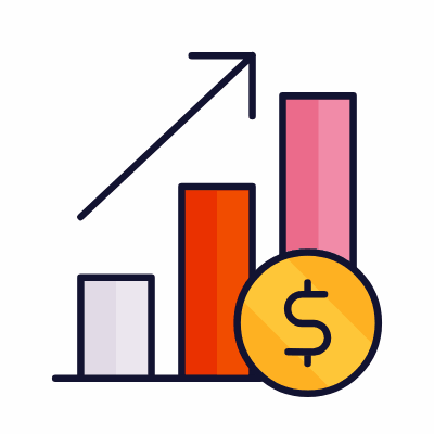 Bar Chart Money Grow, Animated Icon, Lineal