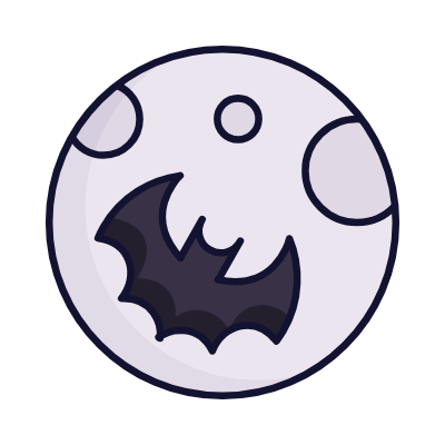 Bat Moon, Animated Icon, Lineal