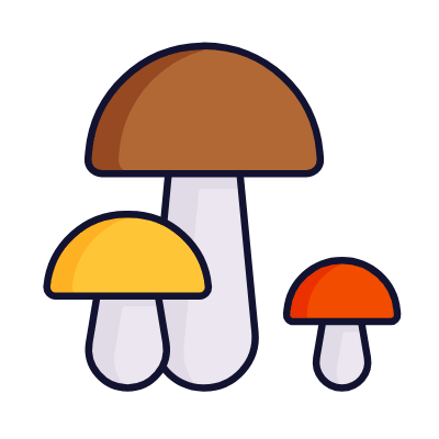 Three Mushrooms, Animated Icon, Lineal
