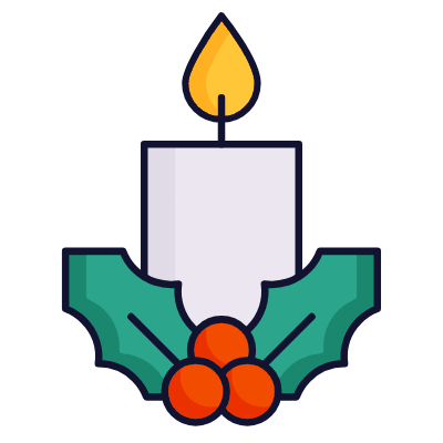 Candle Mistletoe, Animated Icon, Lineal