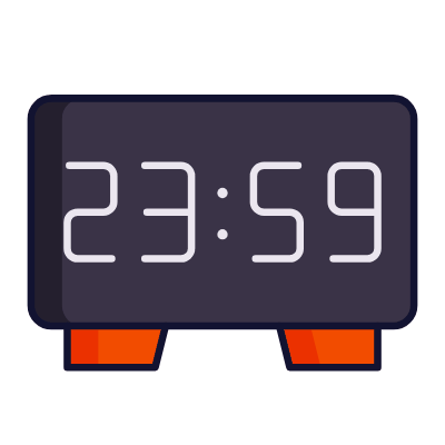 New Year Clock, Animated Icon, Lineal