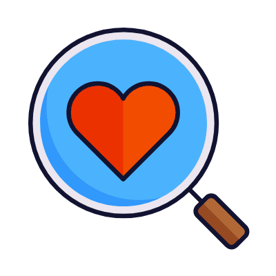 Magnifier Heart, Animated Icon, Lineal