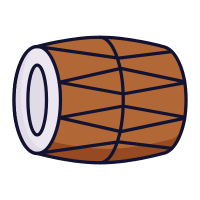 Drum Dholak, Animated Icon, Lineal