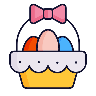 Easter Basket, Animated Icon, Lineal
