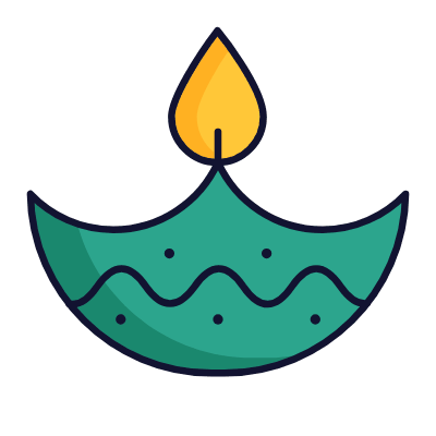 Diya, Animated Icon, Lineal