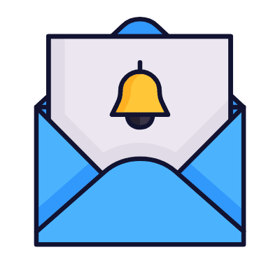Mail Open Bell, Animated Icon, Lineal