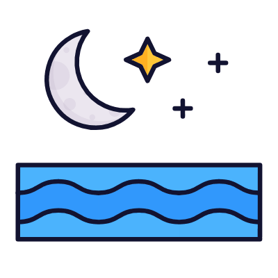 Sea Moon, Animated Icon, Lineal