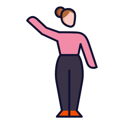 Woman Waving, Animated Icon, Lineal