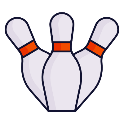 Bowling Pins Falling, Animated Icon, Lineal
