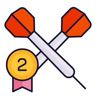 Darts Second Place, Animated Icon, Lineal