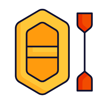 Rafting Boat, Animated Icon, Lineal