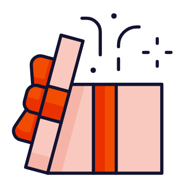 Confetti Gift, Animated Icon, Lineal