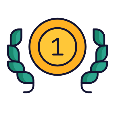Medal First Place, Animated Icon, Lineal