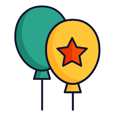Balloons Star, Animated Icon, Lineal