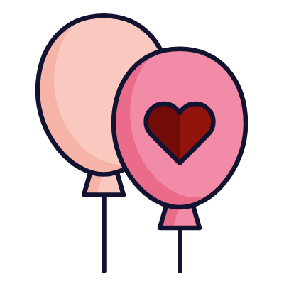 Balloons Heart, Animated Icon, Lineal