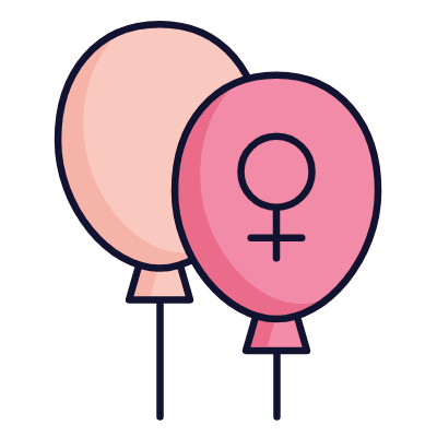 Balloons Female, Animated Icon, Lineal