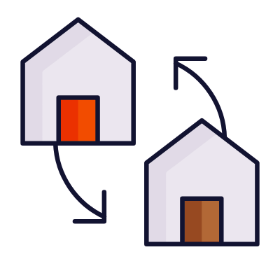 Houses Exchange, Animated Icon, Lineal