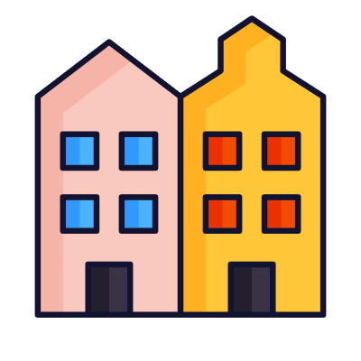Historic Townhouse, Animated Icon, Lineal