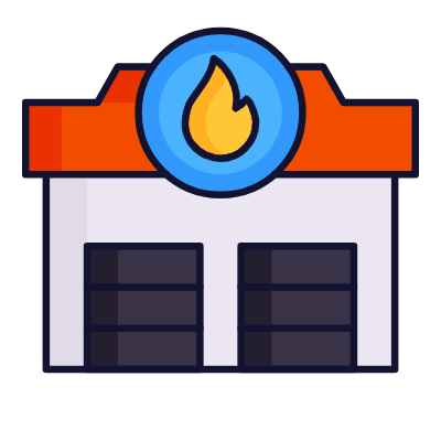 Fire station, Animated Icon, Lineal