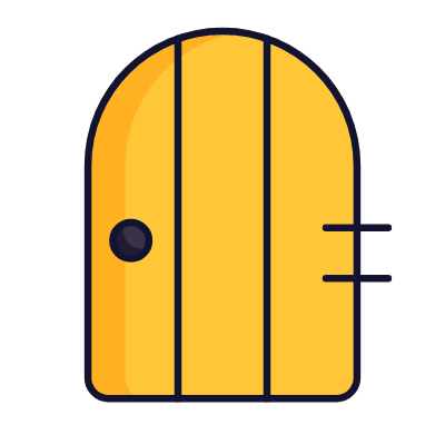 Arched Door, Animated Icon, Lineal