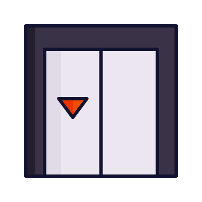 Elevator Down, Animated Icon, Lineal