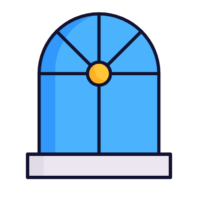 Arched Window, Animated Icon, Lineal